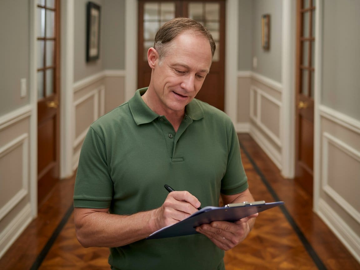 Home automation services technician conducting residential assessment for Rhodes Security