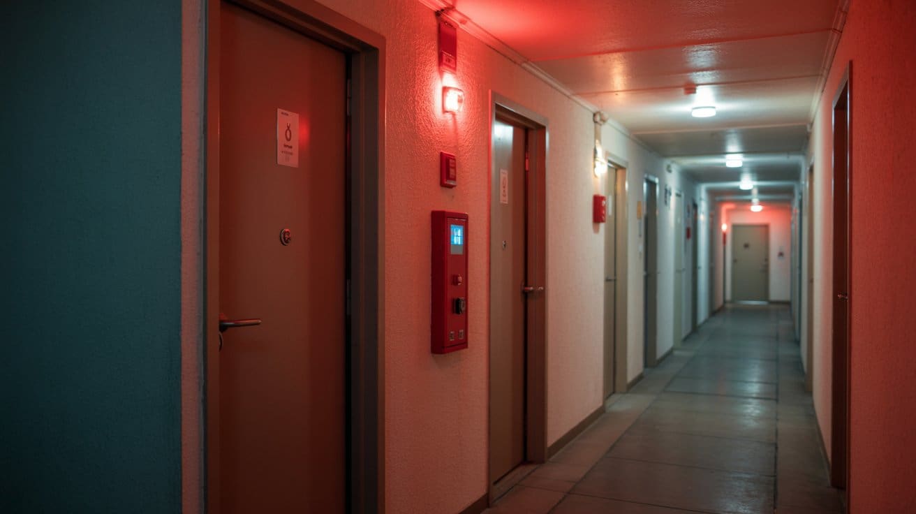 Illuminated fire alarm notification device in a commercial building in Northeast Ohio