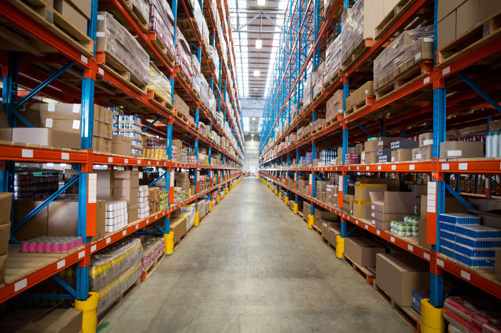 Warehouse aisle in a Northeast Ohio distribution center